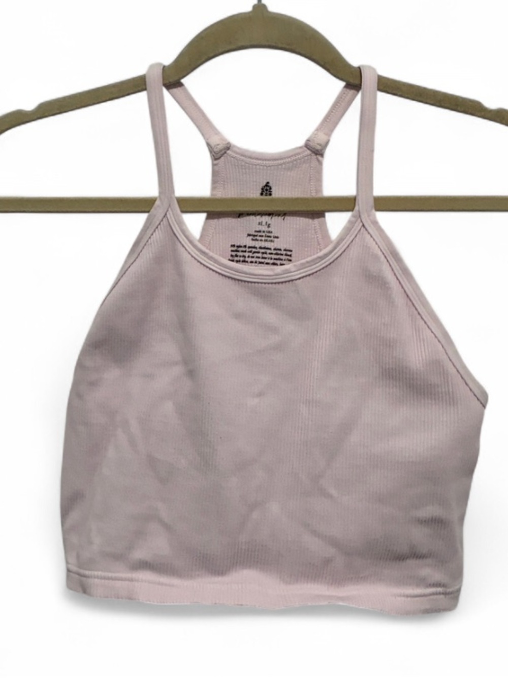 Free People Movement Happiness Runs Light Pink Ribbed Crop Tank Top